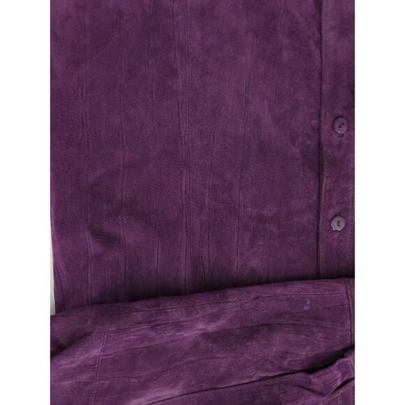 Coldwater Creek Purple Plum Suede Button Up Jacket Fully Lined Women's Size L - Picture 6 of 8
